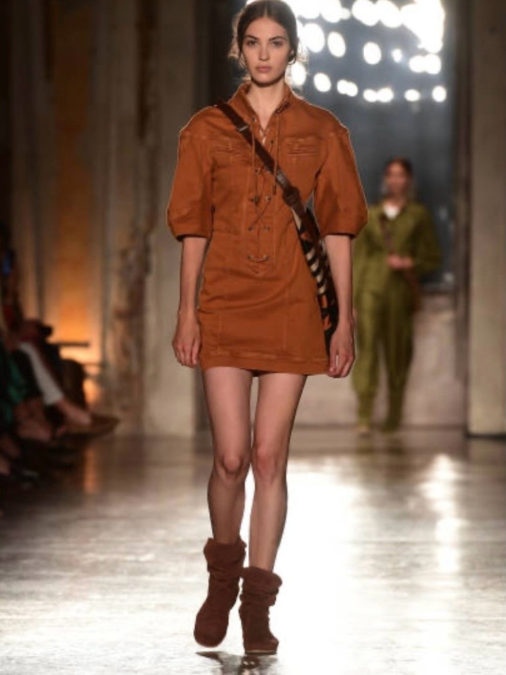 Alberta Ferretti SS19 Runway Lace-Up Rust Mini Dress US 8 / IT 44